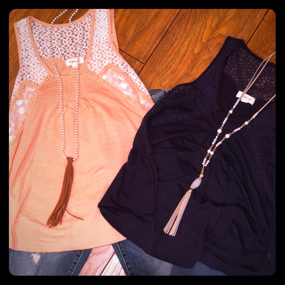 Tops - Navy and coral tops